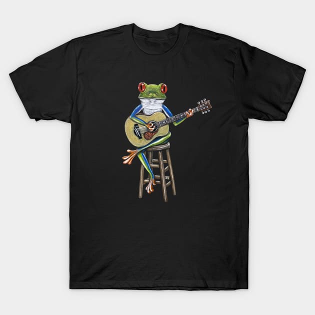 AcoustiFrog - Frog Guitarist T-Shirt by GardenPartyArt